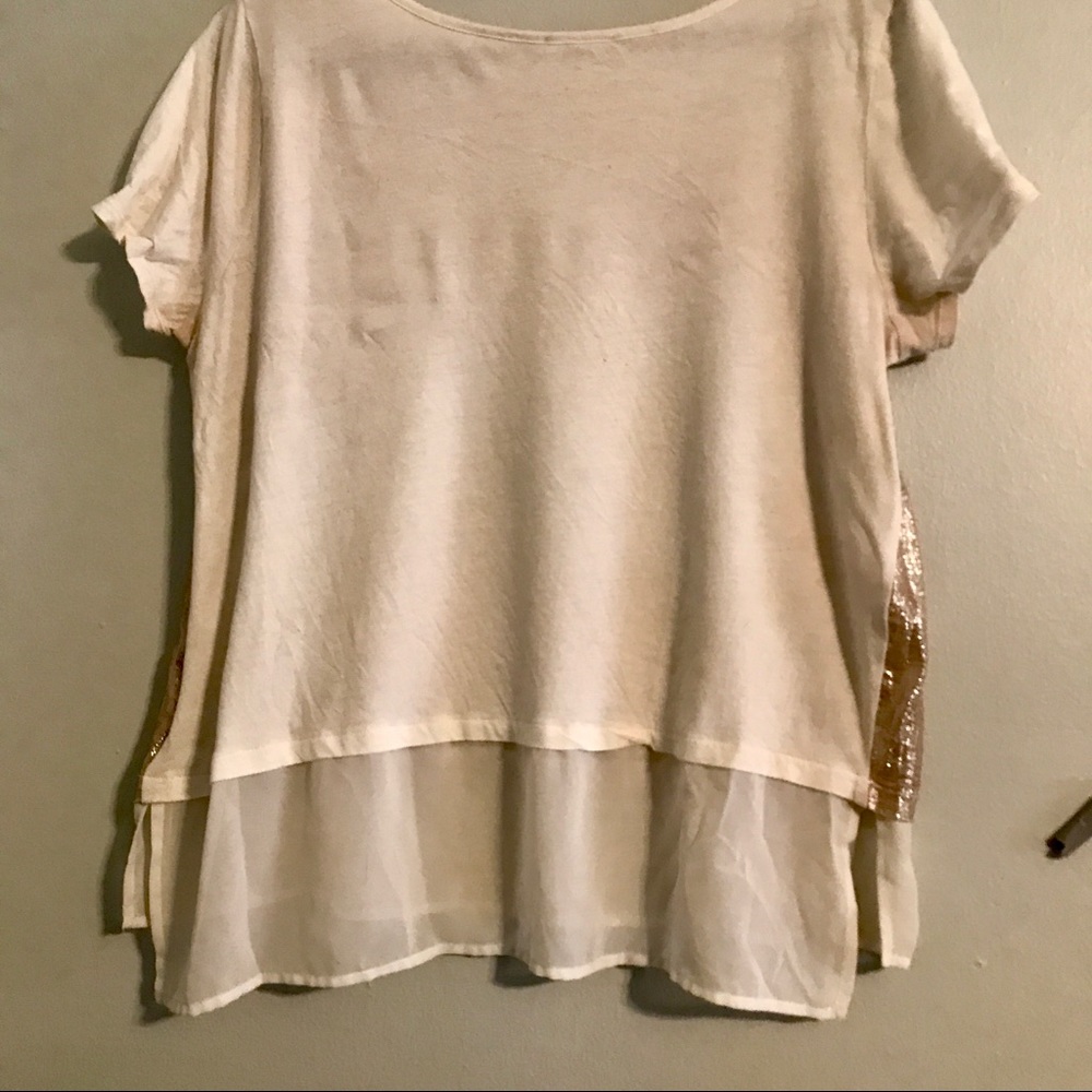 H&M sheer metallic silk cotton Hi Lo blouse - Picture 5 of 5